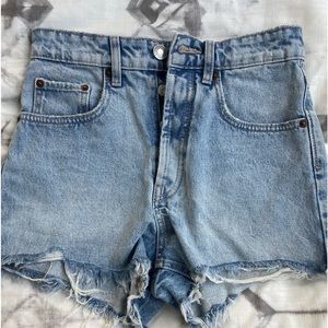 ZARA high waisted light wash denim shorts
